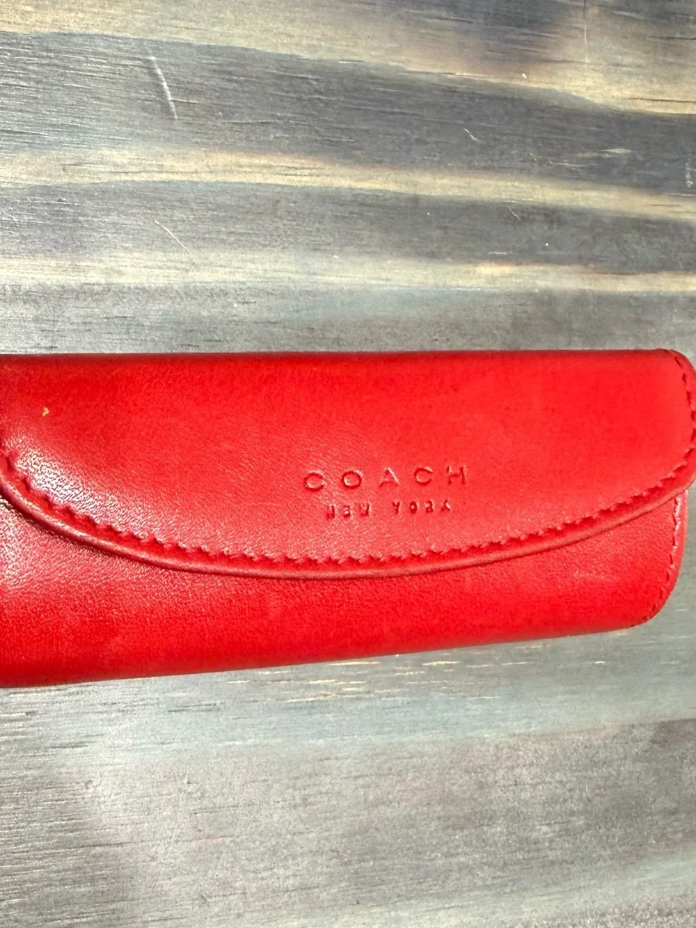 Vtg Coach Red Leather Lipstick Case w/ Mirror - Made in Italy - EUC